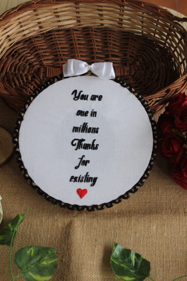 Customized Quotation Embroidery Hoop Art